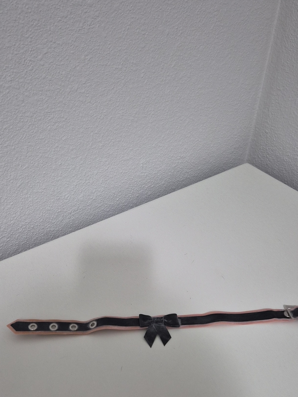 Black and Pink Ribbon Choker with Bow - Unbranded